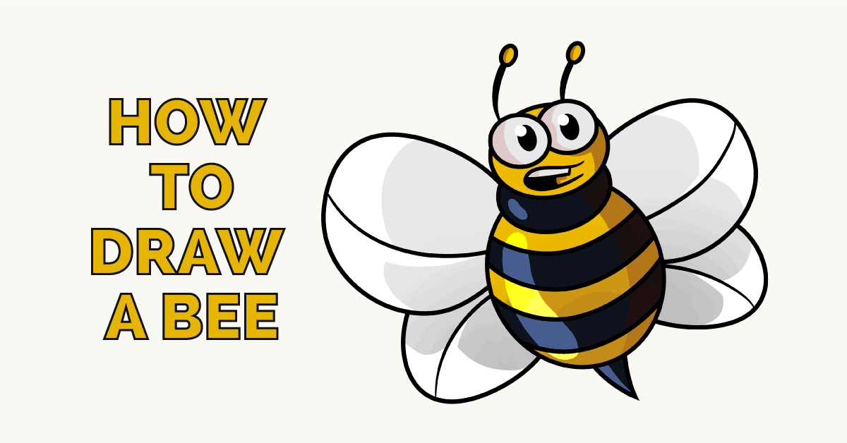 1200x628 How To Draw A Cartoon Bee Easy Drawing Guides
