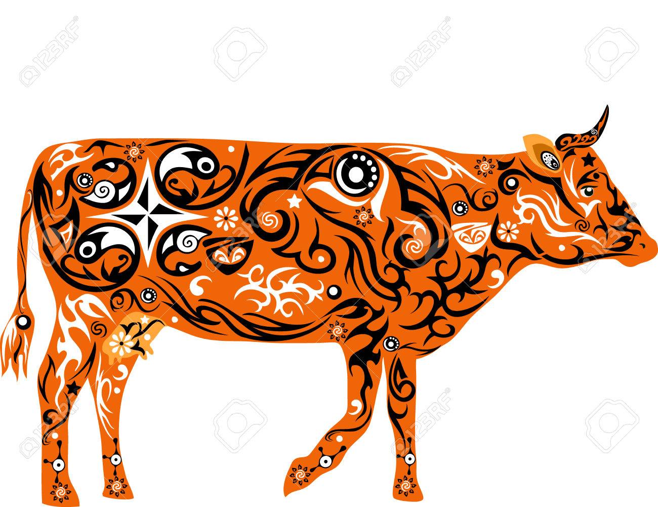 1300x1001 Cow With A Pattern, A Pet, Cattle, The Girl With Drawing, A Mammal