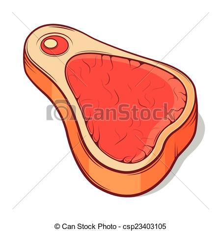 450x470 Raw Slice Of Beef Meat Isolated On A White Background . Vector