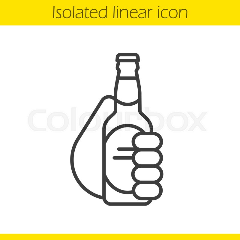 800x800 Hand Holding Beer Bottle Linear Icon. Cheers. Thin Line