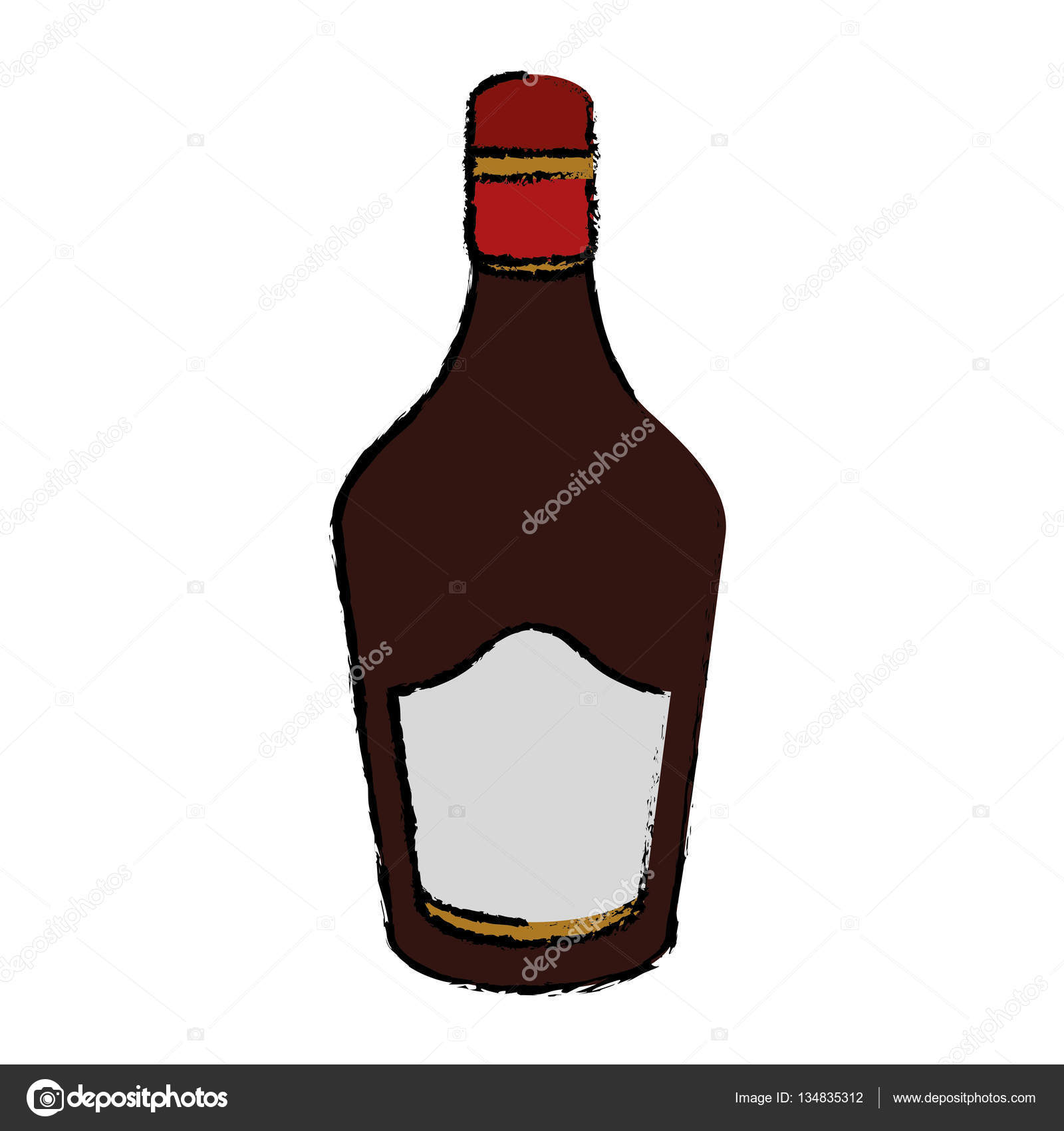 1600x1700 Drawing Bottle Cream Whiskey Liqueur Icon Stock Vector