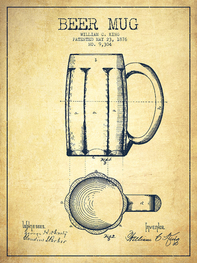 675x900 Beer Mug Patent Drawing From 1876