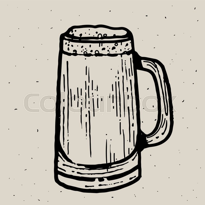 800x800 Retro Style Beer Mug Or Glass Engraving. Local Brewery. Vintage
