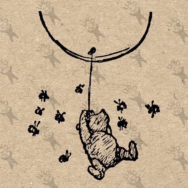 610x610 Vintage Winnie The Pooh Balloon Bees Drawing Instant Download