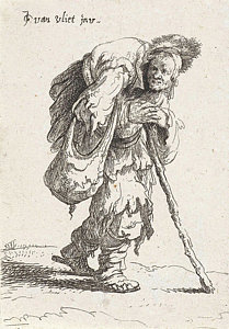 209x300 Humpback Beggar With A Cane Drawing By Jan Gillisz. Van Vliet