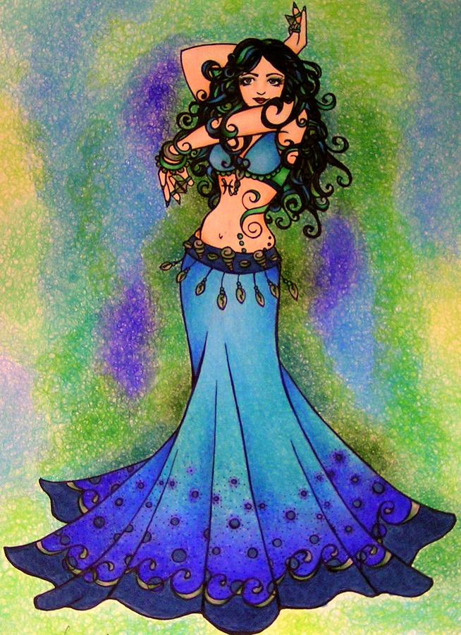 654x900 Pisces Belly Dancer Drawing By Lacy Chenault