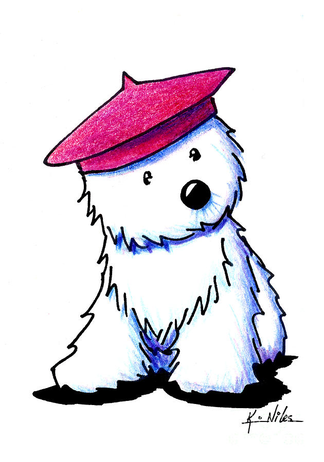 630x900 Raspberry Beret Westie Drawing By Kim Niles