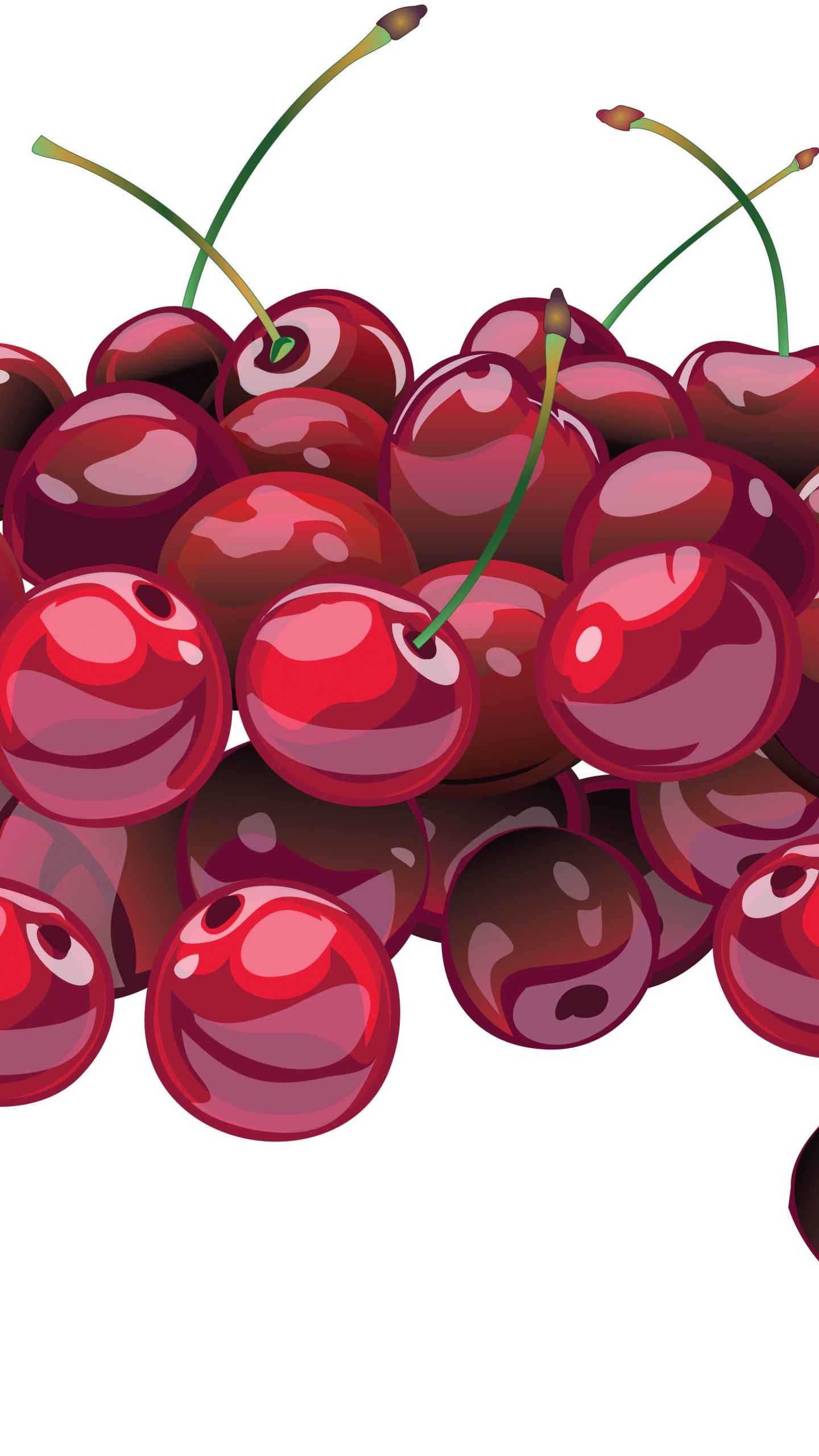 1440x2560 Download Wallpaper 1440x2560 Cherry, Berry, Drawing, Branch, Many
