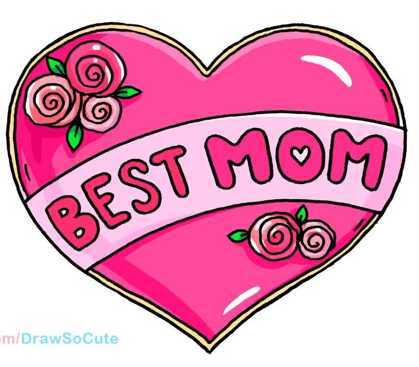 822x720 Best Mom Heart Gift Kawaii Kawaii, Drawings