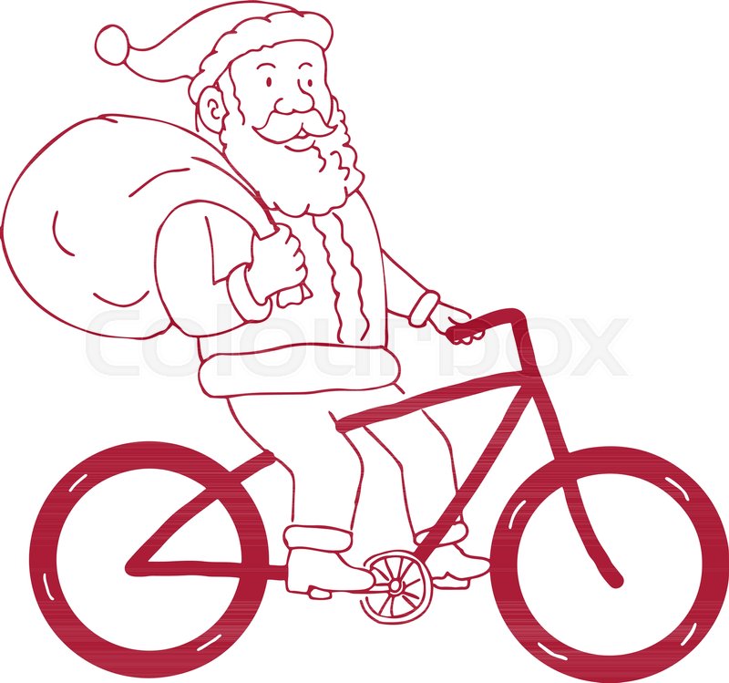 800x749 Cartoon Drawing Sketch Style Illustration Of Santa Claus Riding