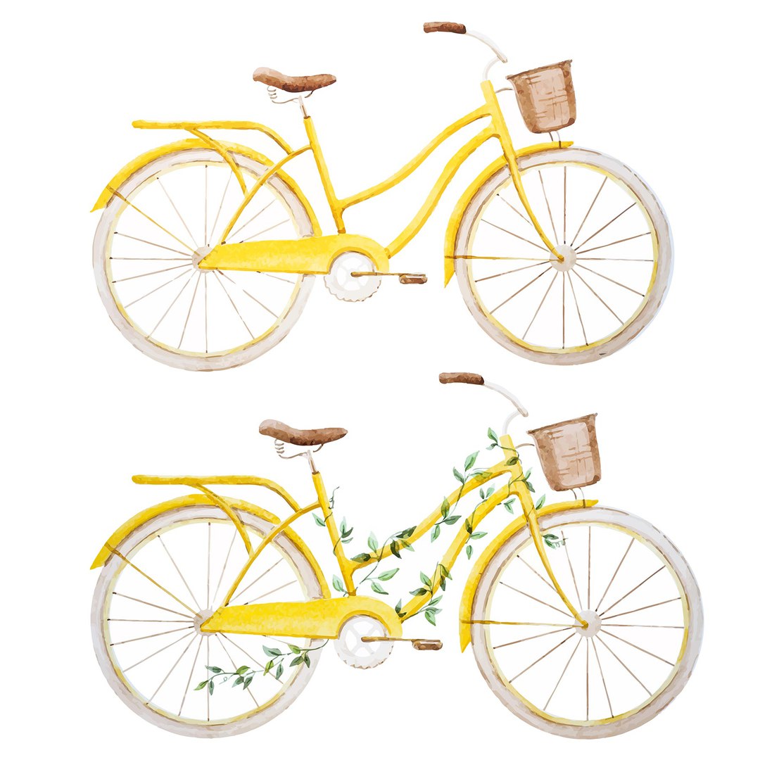 1080x1080 Illustration, Bicycle, Yellow, Cute, Art Illustration Art
