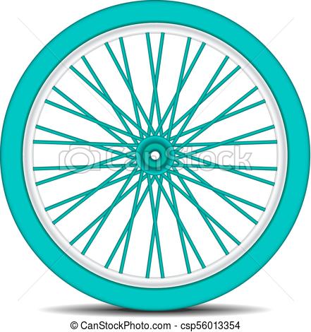 441x470 Bicycle Wheel In Cyan Design With Shadow On White Background