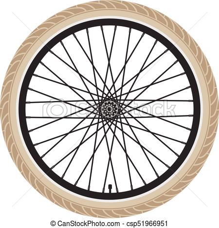 450x470 Vector Bicycle Wheel Isolated On White Background . Clipart