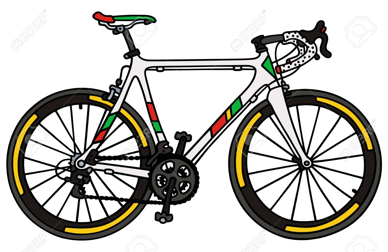 1300x844 Hand Drawing Of A White Road Racing Bike Royalty Free Cliparts