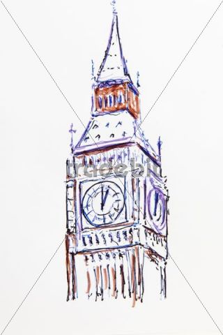 320x480 Clock Tower, Big Ben, London, England, Great Britain, Drawing By Ge