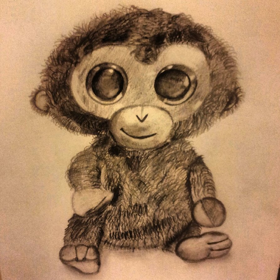 894x894 Big Eyed Monkey Toy Drawing By Paviteta