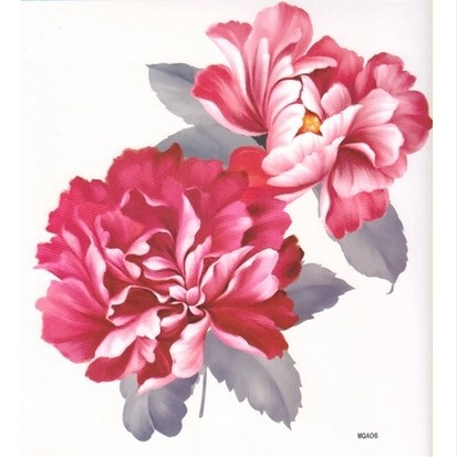 413x413 10pcs Large Big Peony Flower Designs Temporary Tattoos Stickers