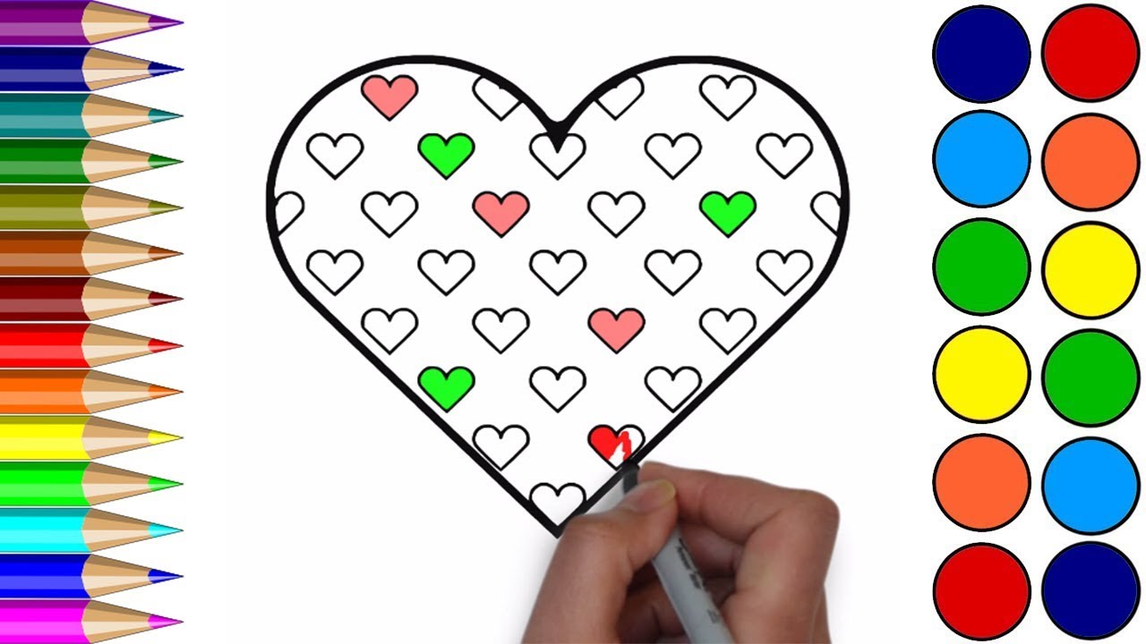 1280x720 Heart Coloring Pages How To Drawing Small Heart In The Big Heart