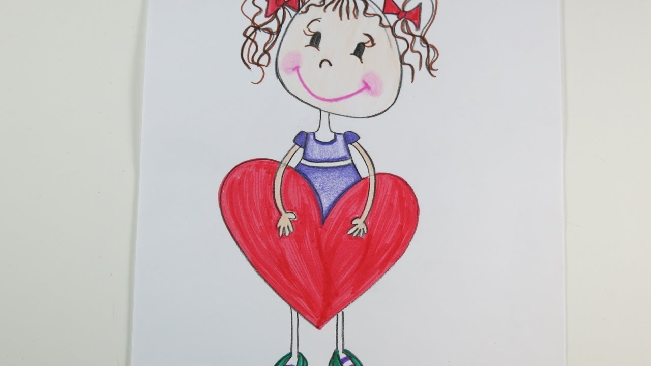 1280x720 Valentine's Day Diy Drawing A Girl With A Big Heart