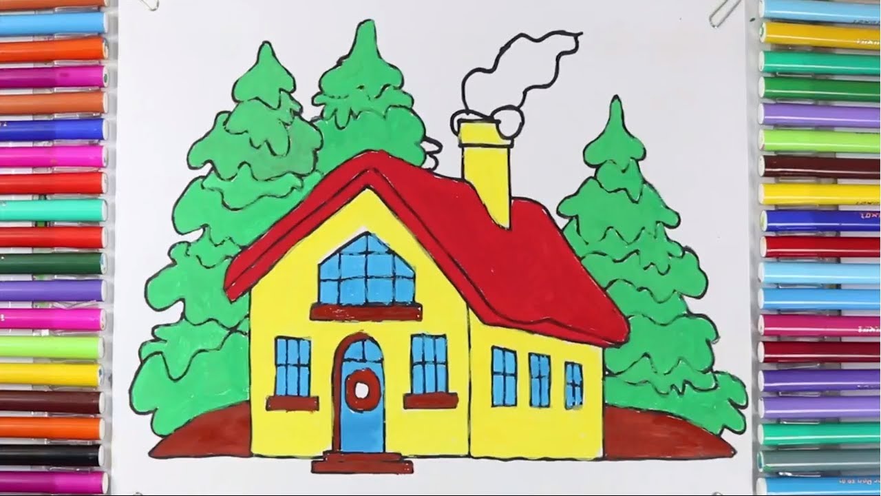 1280x720 Drawing House Learning Colors And Coloring Pages A Dog
