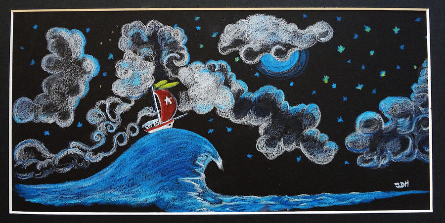 900x451 Ship Big Wave Drawing By Joseph Hawkins