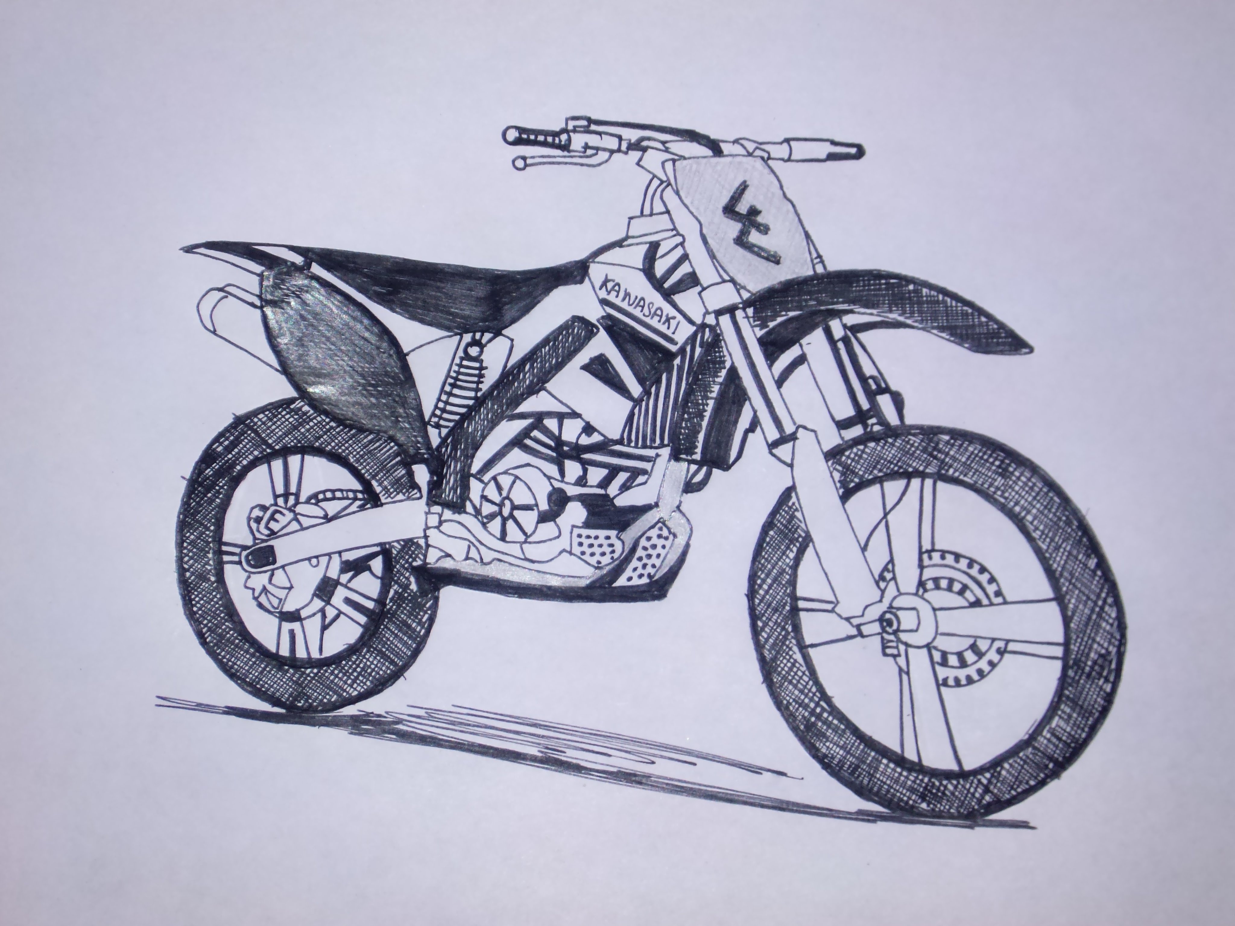 4096x3072 Kawasaki Dirt Bike Drawing Pen Sketch