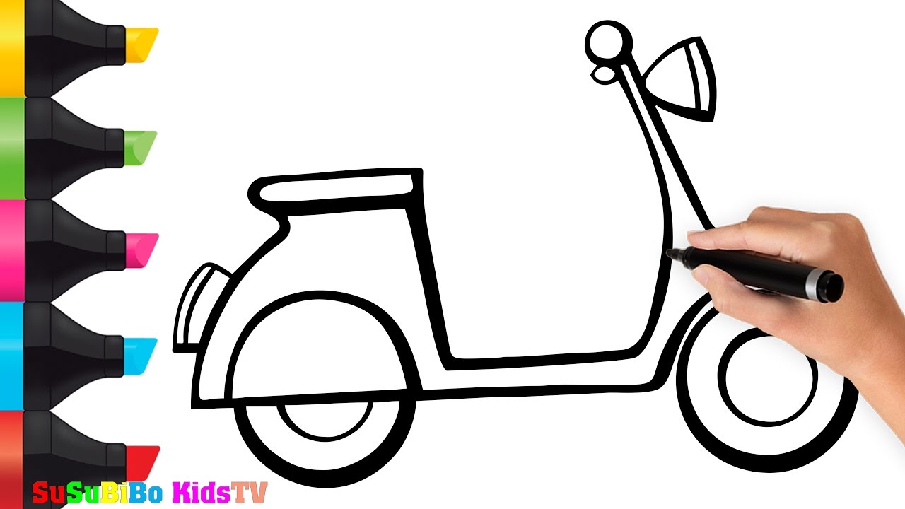 1280x720 Motor Bike Drawing For Kids