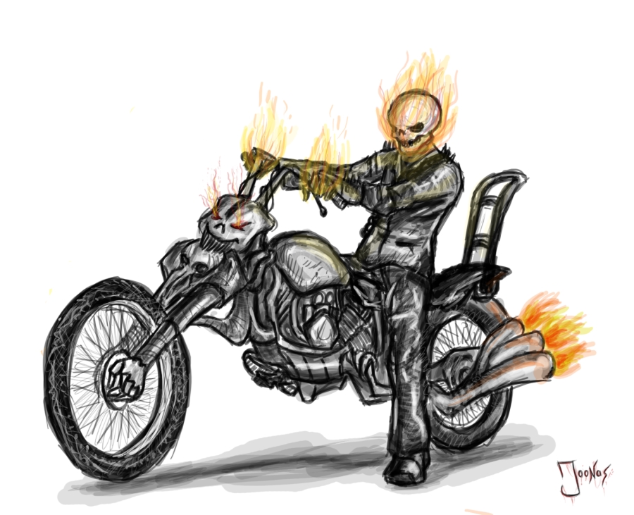 900x731 Ghost Rider With A Bike By Yo Nas