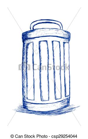 300x470 Hand Draw Sketch, Trash Bin Eps Vector