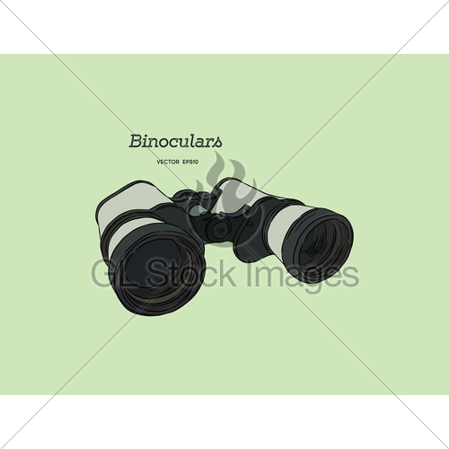 500x500 Binocular , Engraved Hand Drawn Vector. Gl Stock Images