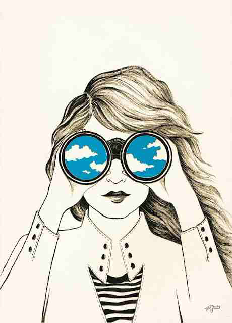 460x640 Drawing Of A Girl With Binocular On We Heart It