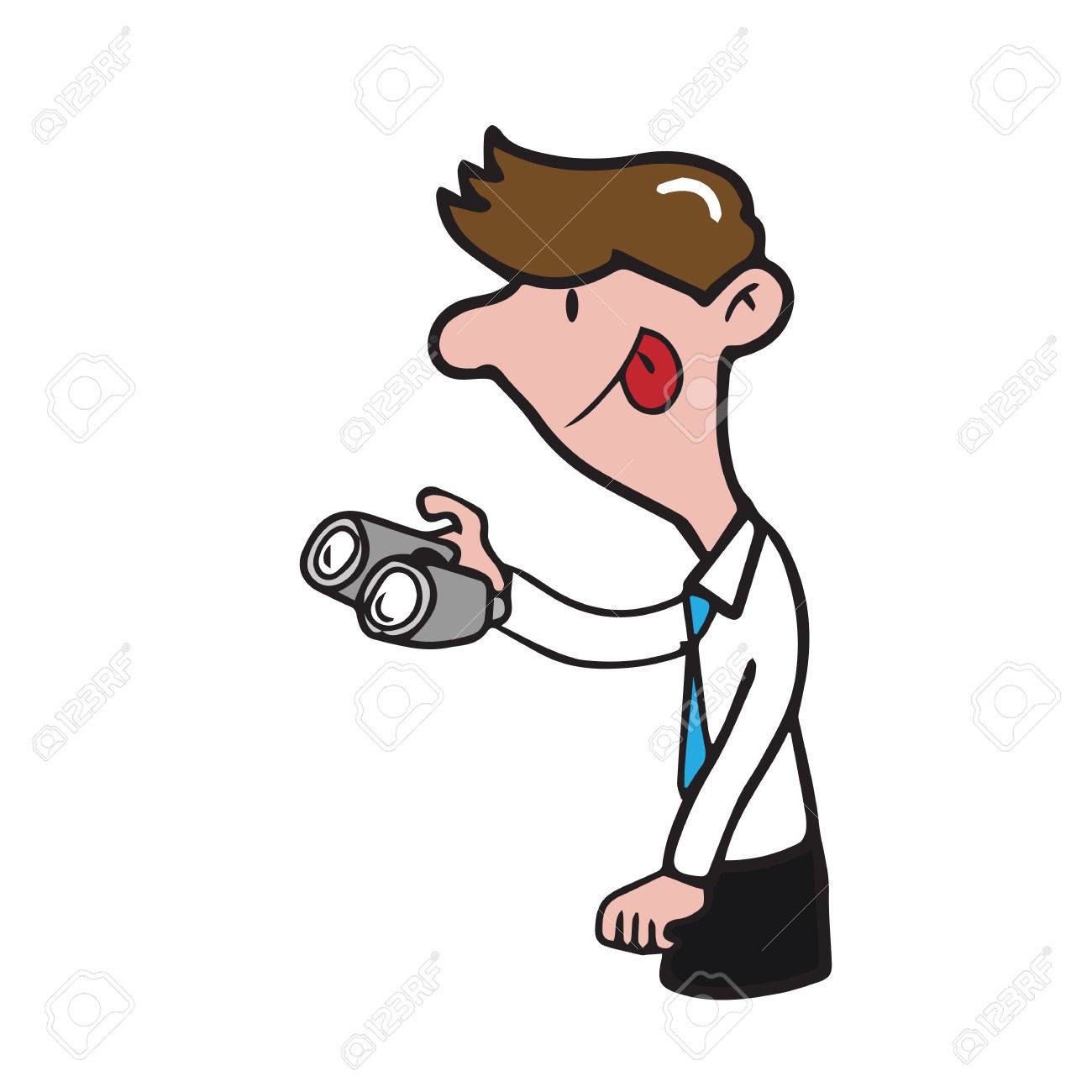1300x1300 Man With Binoculars Cartoon Drawing Royalty Free Cliparts, Vectors