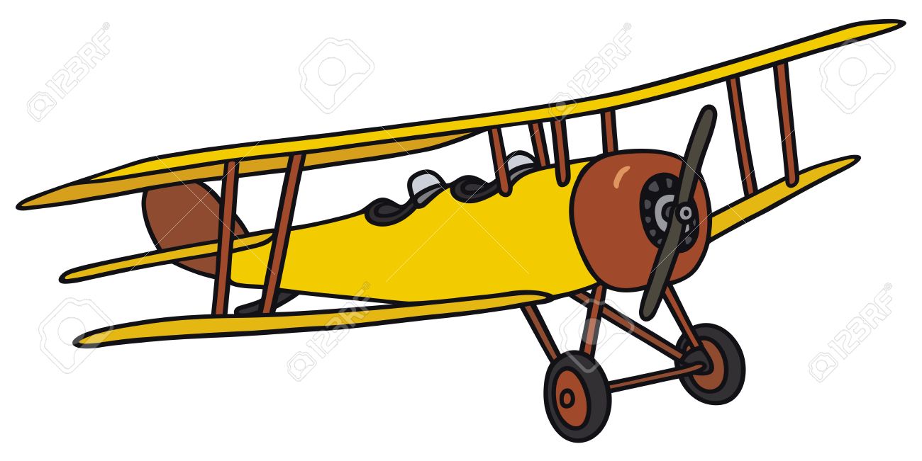 1300x651 Hand Drawing Of An Old Yellow Biplane