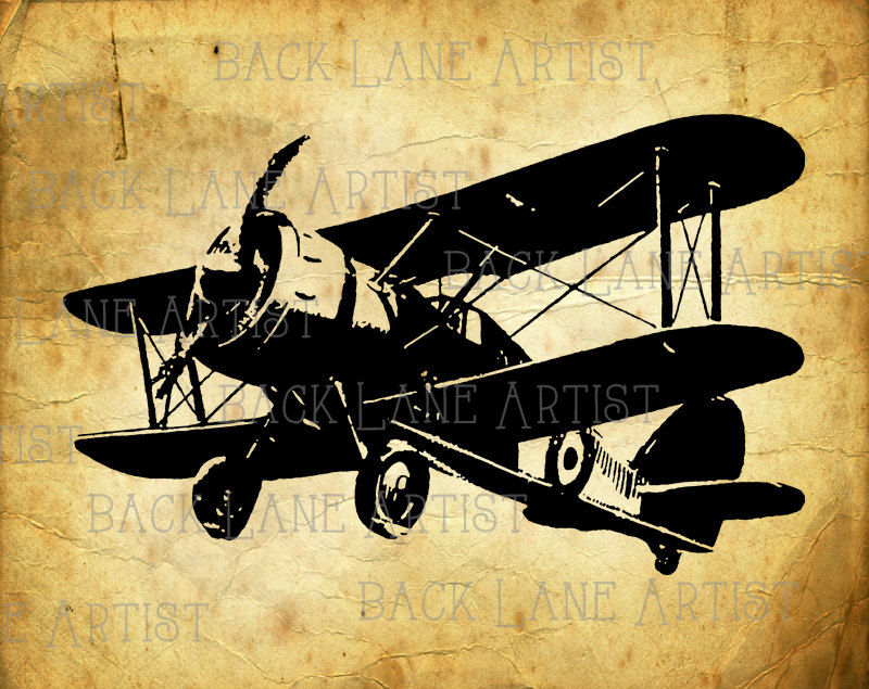 800x635 Vintage Biplane Airplane Clipart Lineart Illustration Instant