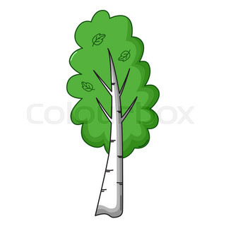 320x320 Starling On Birch Drawing, Vector Illustration Stock Vector