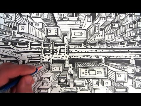 480x360 How To Draw A City Using 1 Point Perspective A Bird's Eye View