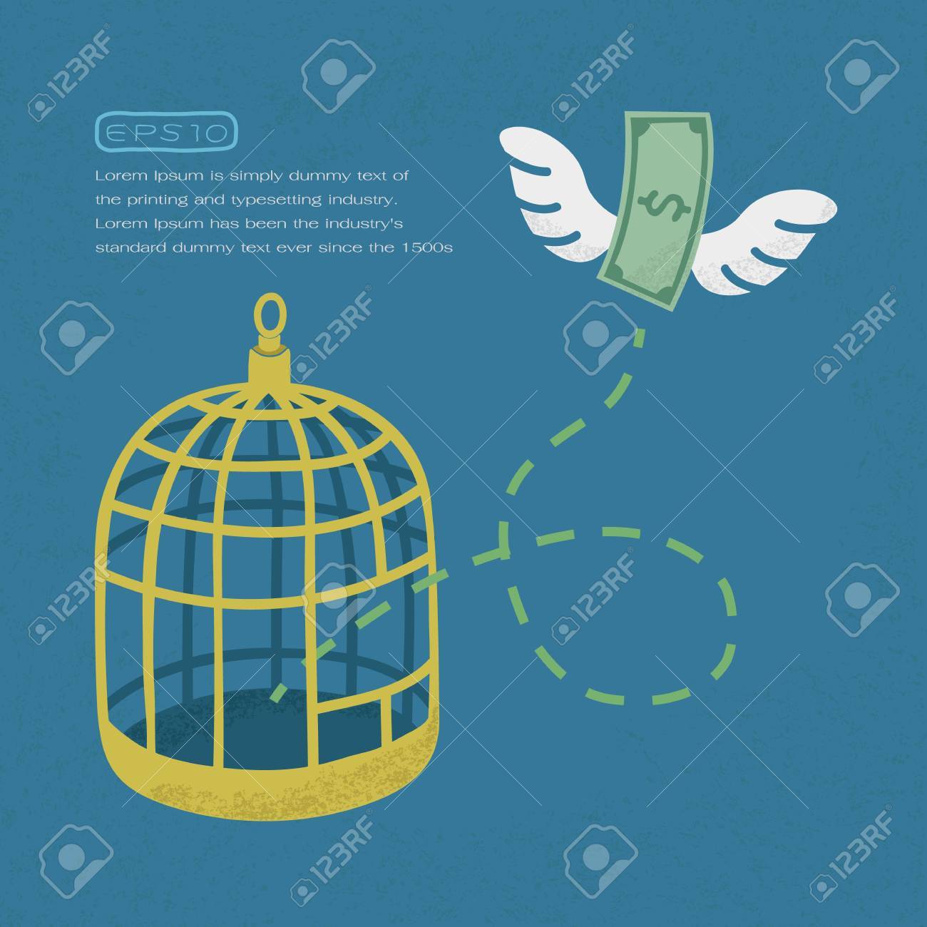 1300x1300 Money Flying Out Of Cage Birds , Financial Independence , Eps10