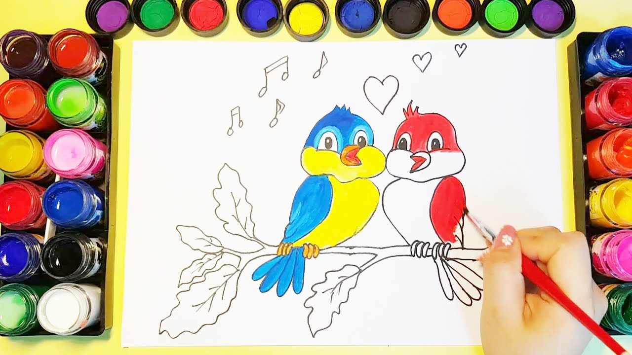 1280x720 How To Draw And Colorful Birds For Kids Learning Colors