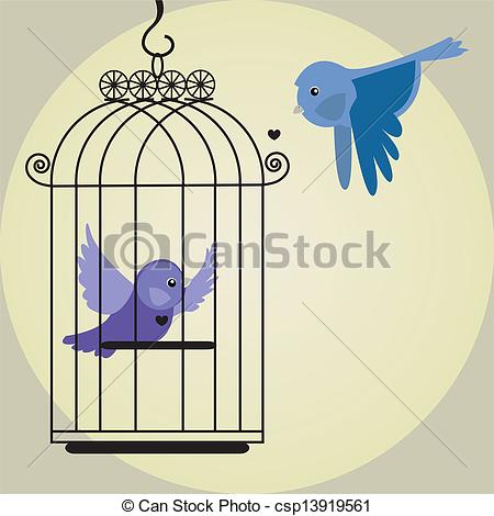 450x470 Cute Bird In Birdcage Clip Art Vector