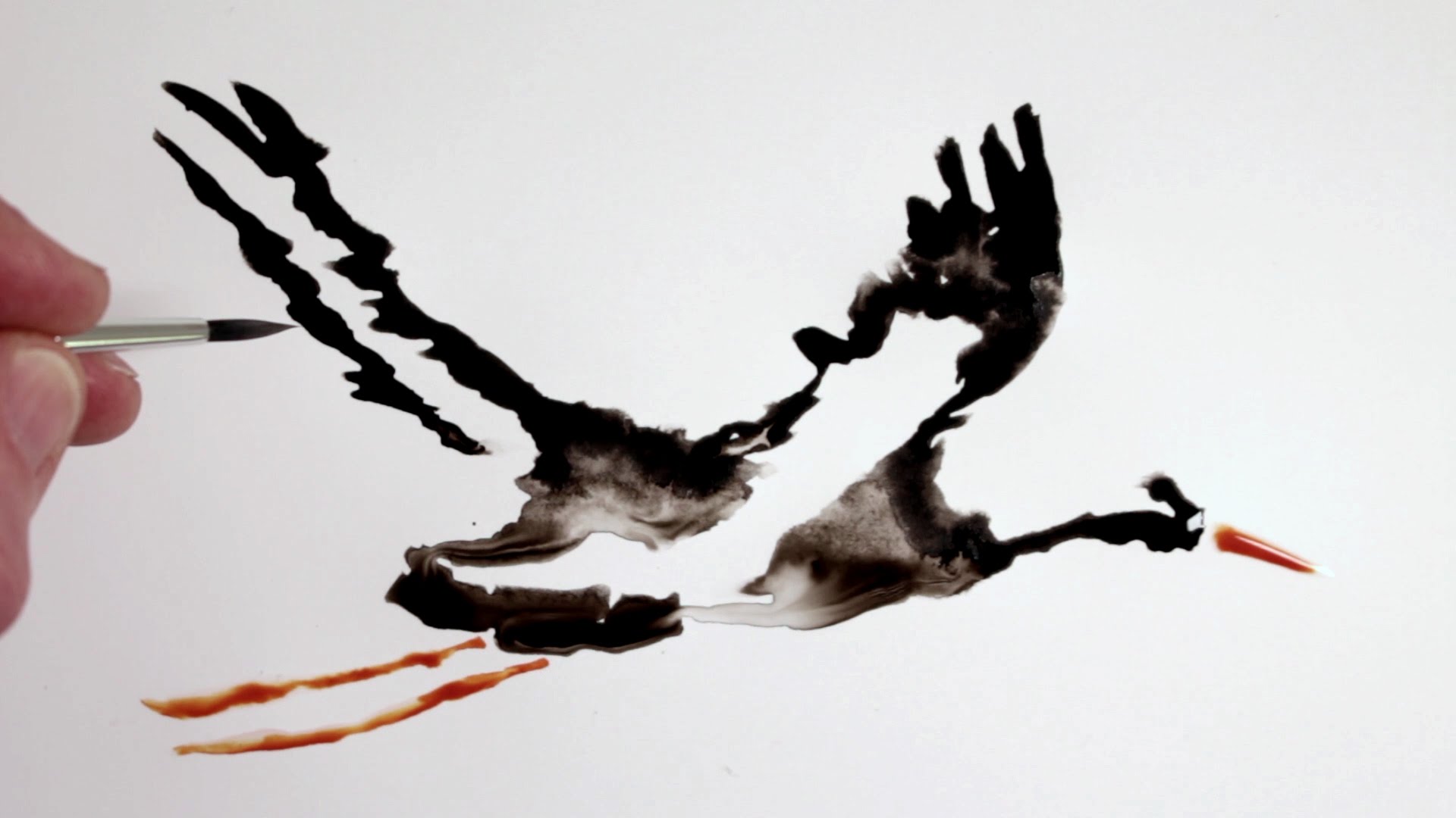 1920x1080 How To Draw Ink Drip Painting Of A Stork