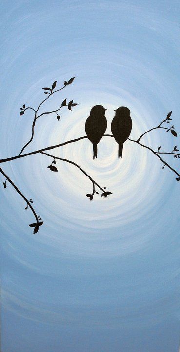 369x720 Two Little Birds On A Tree Branch In Front Of The Pretty Blue