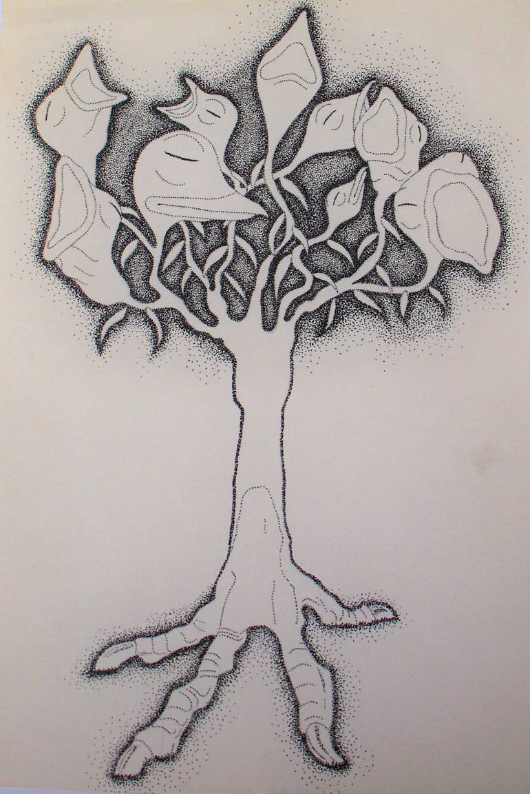 770x1152 Saatchi Art The Bird Tree Drawing By John Darley