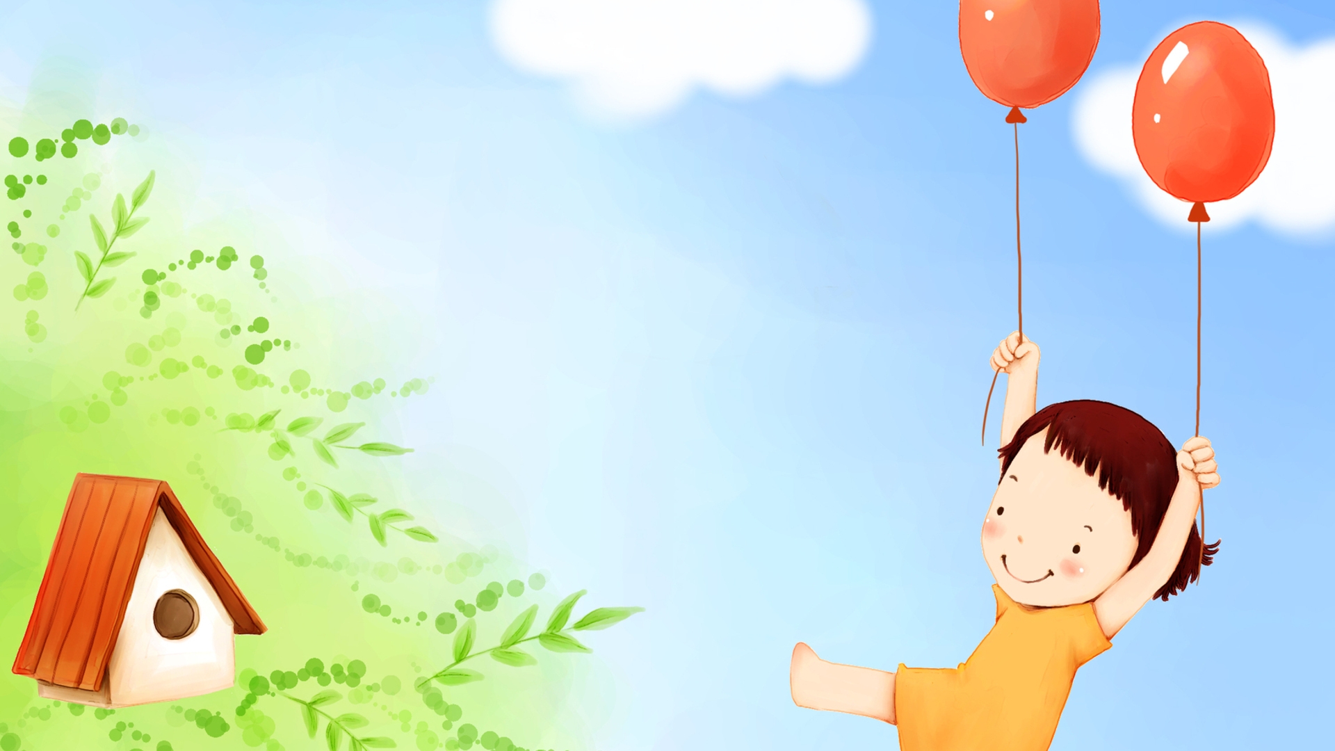 1920x1080 Download Wallpaper 1920x1080 Baby, Birdhouse, Balls, Drawing Full