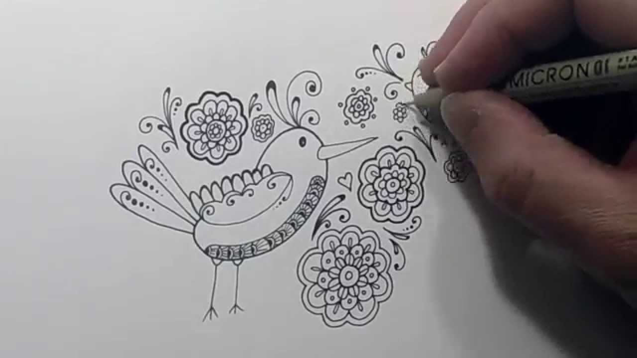 1280x720 Doodle Birds And Flowers Drawing Time Lapse