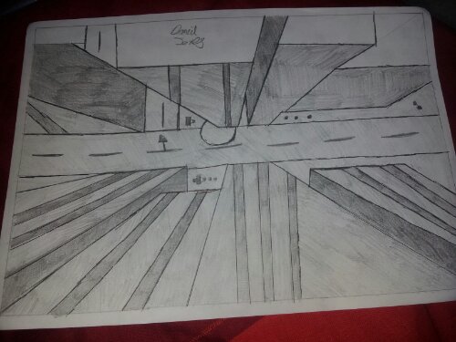 500x375 Birds Eye City View Drawing Creative Media (S12001183)