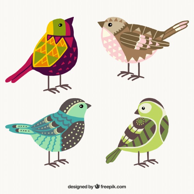 626x626 Hand Drawn Colorful Geometric Birds Vector Free Download