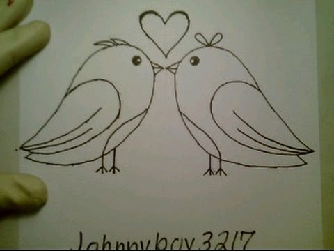480x360 How To Draw A Valentine Heart Love Birds Pictures Drawing Kissing