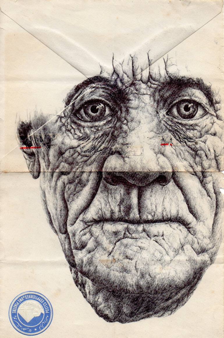 770x1162 Saatchi Art Bic Biro On 1920s Egyptian Envelope Drawing By Mark