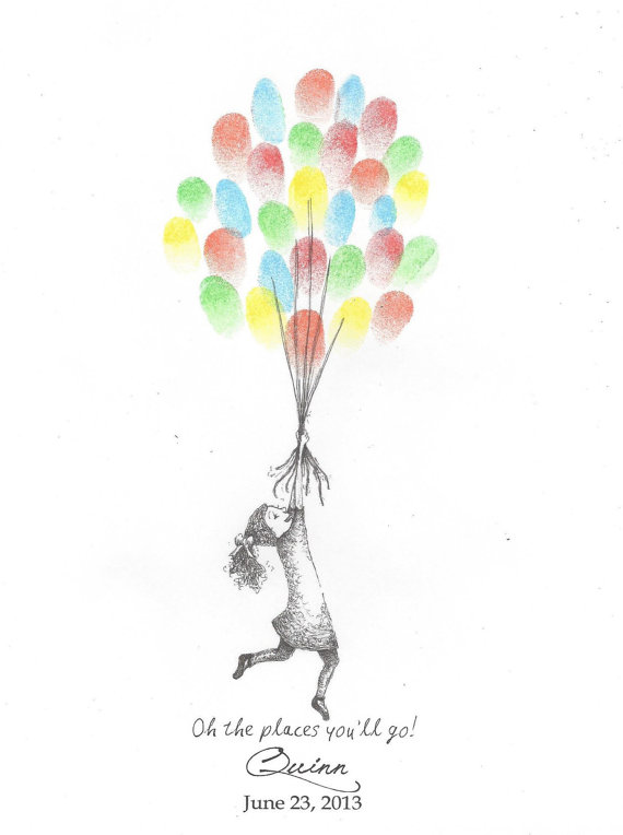570x764 Girl Being Lifted By Balloons Finger Print Guest Book
