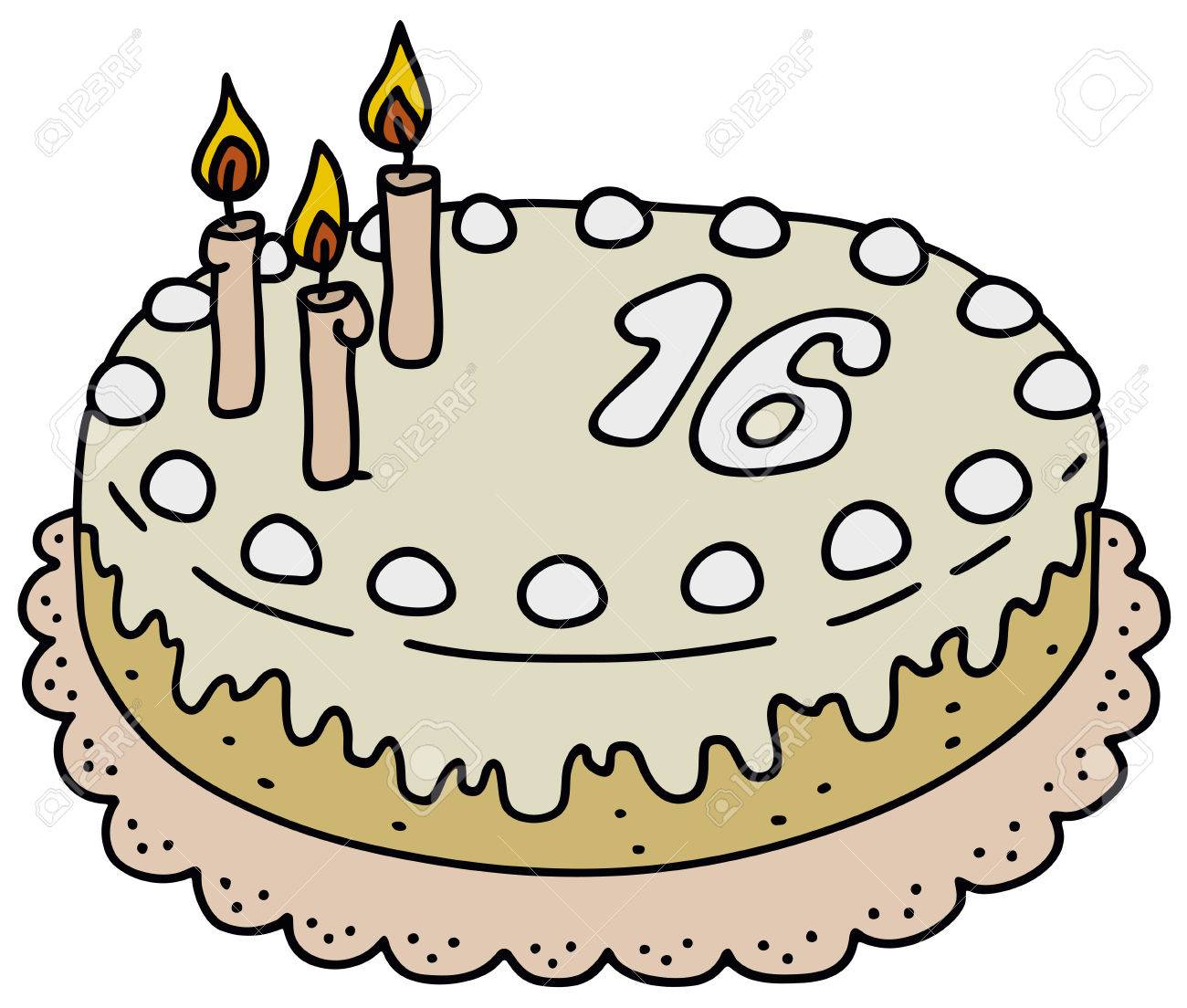 1300x1104 Hand Drawing Of A Birthday Cake Royalty Free Cliparts, Vectors